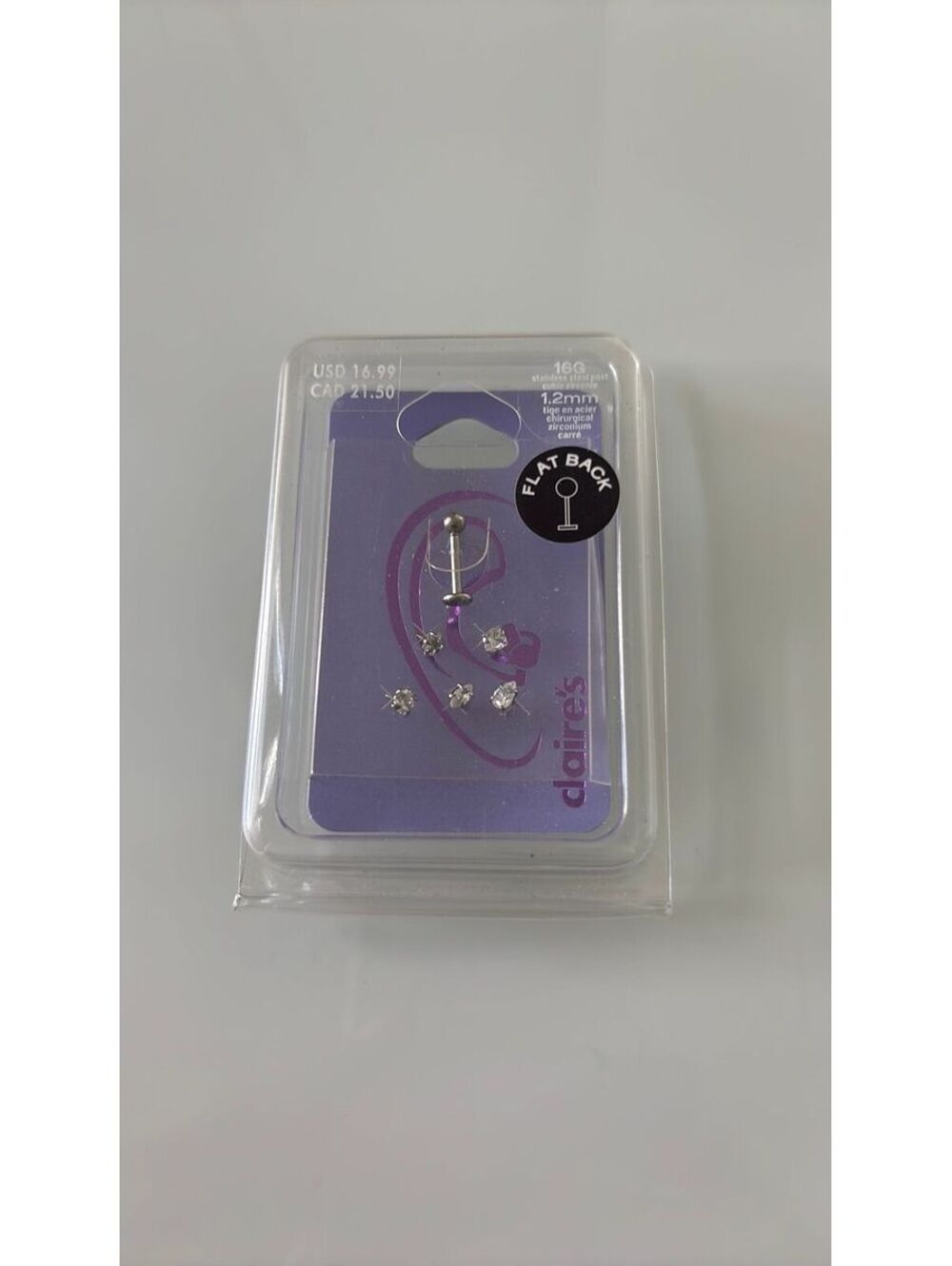 Flat back stud with stone